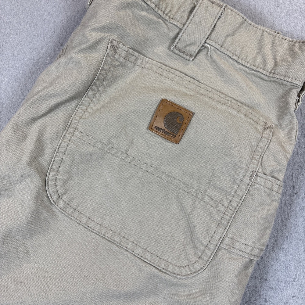 Carhartt Dungaree Fit Pants 38x34 Khaki Brown Carpenter Workwear B151